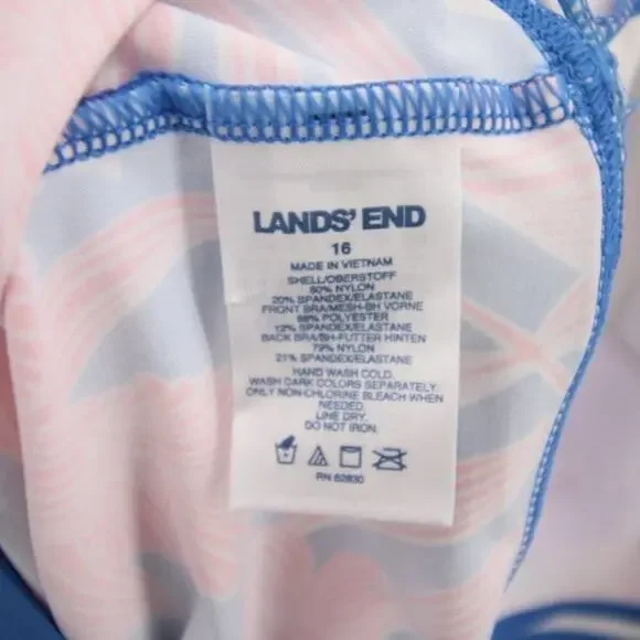 NWOT Lands End Blue Orange Floral Pattern Swim Tankini Top Size 16 - Picture 7 of 8